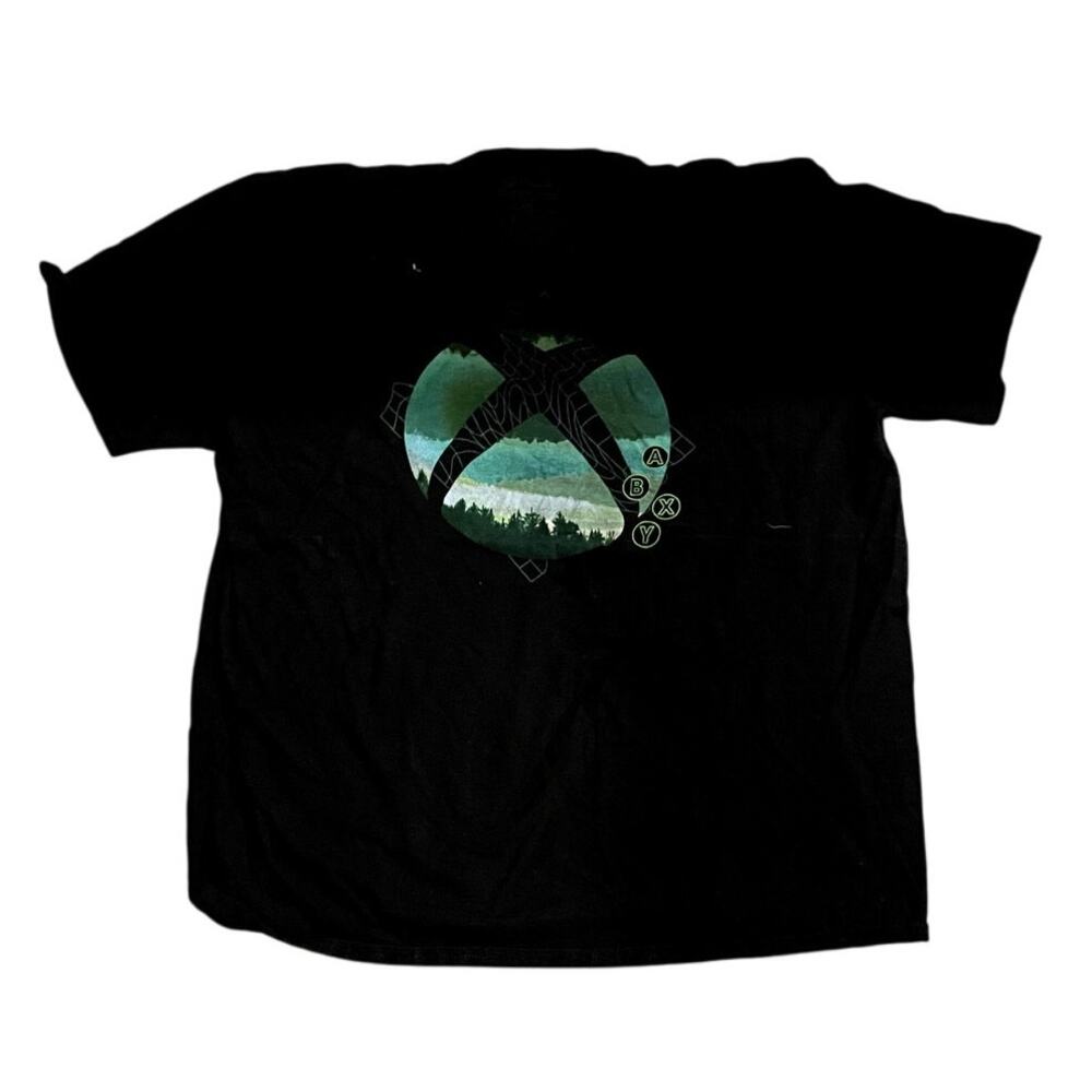 XBox 360  Logo Grid 2XL XXL Black Retro Microsoft Graphic Print Crew T-Shirt
